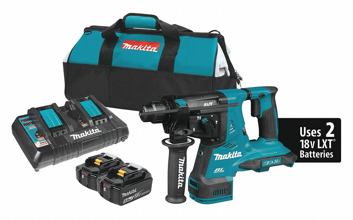 Cordless Rotary Hammer Kit: Pistol-Grip, 36 V, SDS-Plus, 1 1/8 in max, 5.0 Ah, 2.3 ft-lb