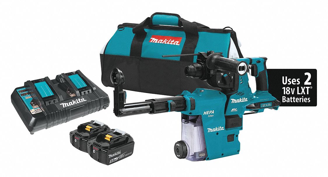 Cordless Rotary Hammer Kit: Pistol-Grip, 36V DC, SDS-Plus, 1 1/8 in max, 5.0 Ah, 2.3 ft-lb
