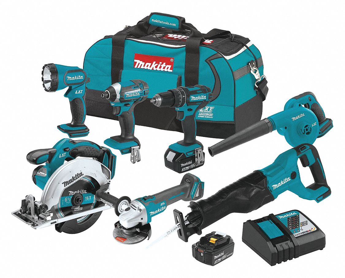 Cordless Tool Combination Kit: 7 Tools, 18 V DC Volt, Battery Included, LXT®, LXT®, DC18RC