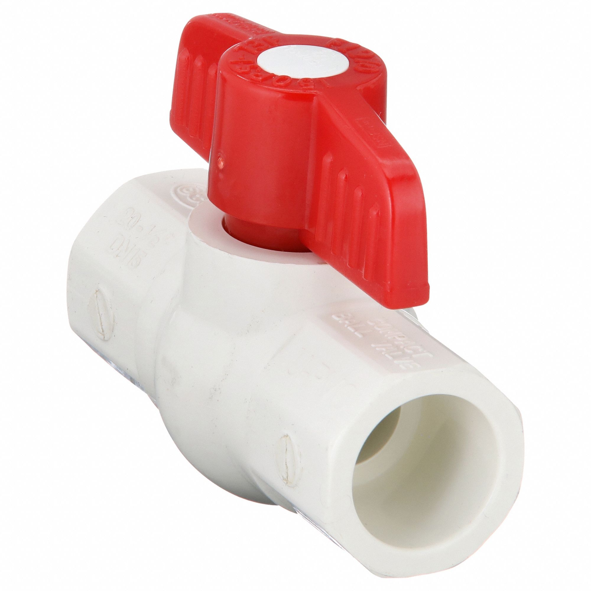 Manual Two-Way Ball Valve: 1/2 in, PVC, Angle, Socket x Socket, 150 psi Max. Pressure (CWP), Tee