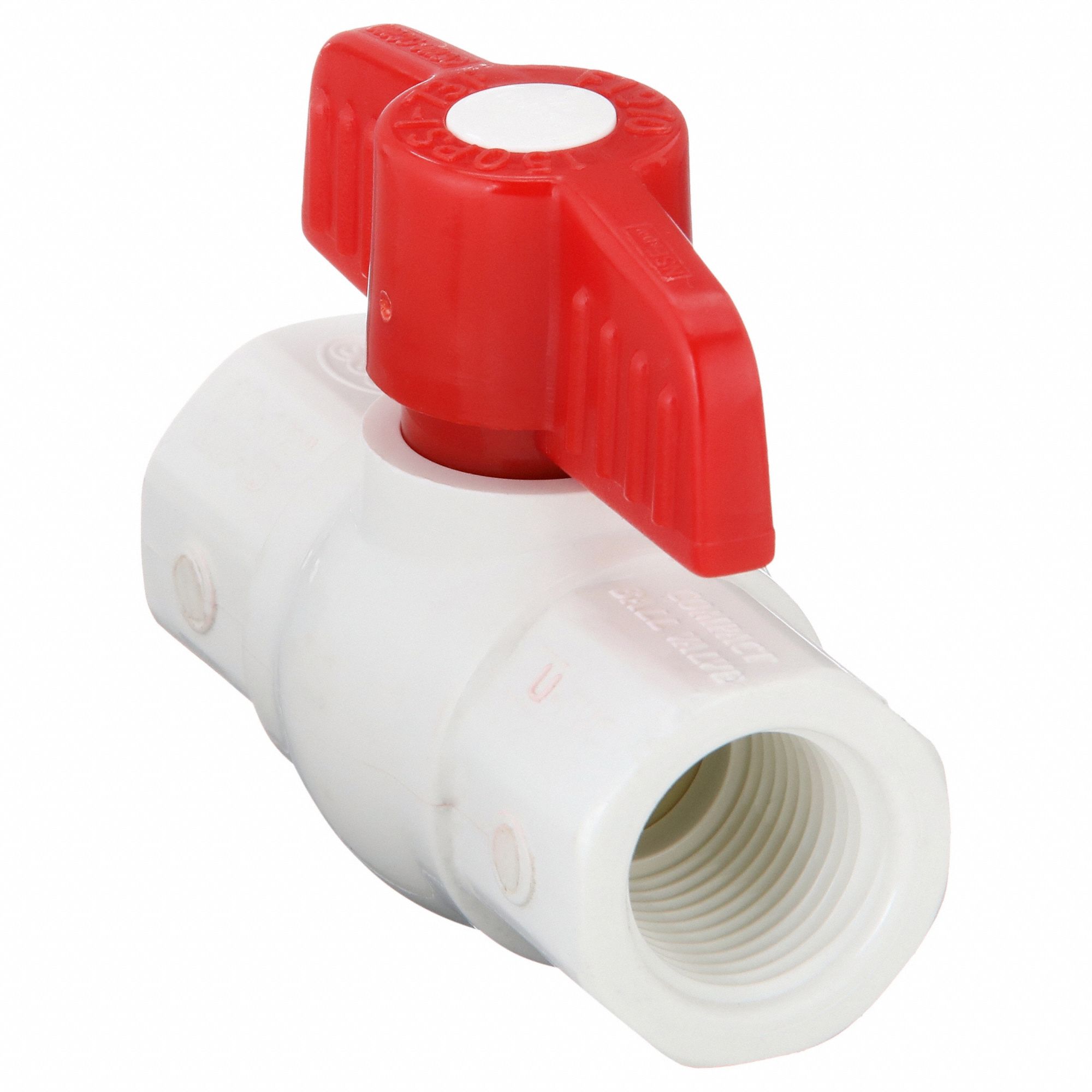 Manual Two-Way Ball Valve: 1/2 in, PVC, Angle, FNPT x FNPT, 150 psi Max. Pressure (CWP), Tee