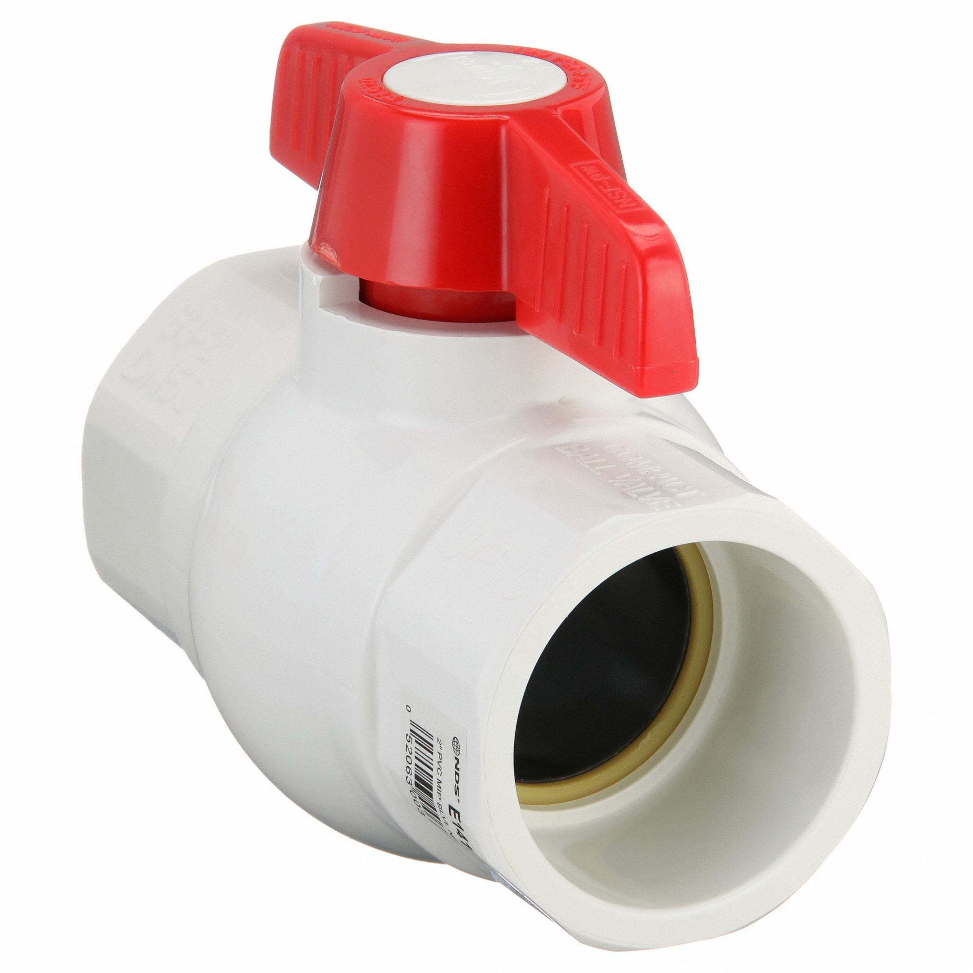 Manual Two-Way Ball Valve: 2 in, PVC, Angle, Socket x Socket, 150 psi Max. Pressure (CWP), Tee