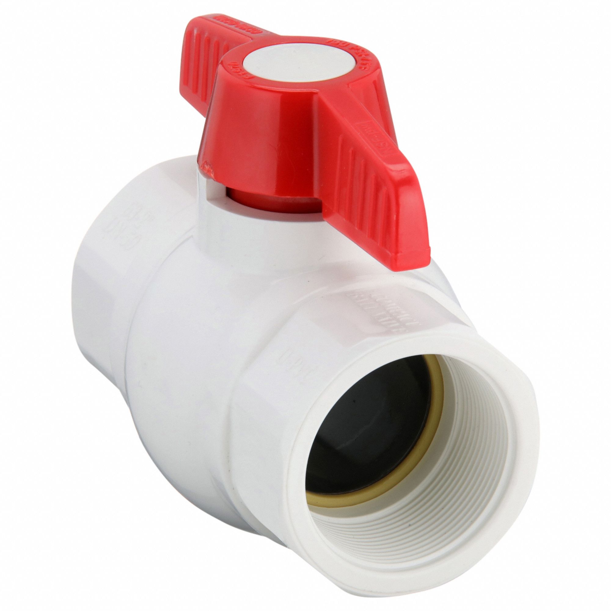 Manual Two-Way Ball Valve: 2 in, PVC, Angle, FNPT x FNPT, 150 psi Max. Pressure (CWP), One-Piece