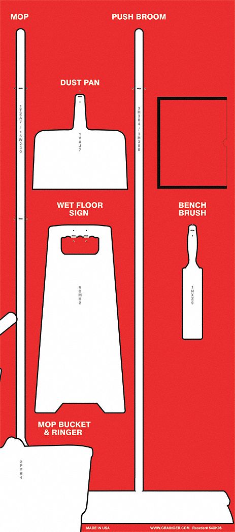 Shadow Board with Tool Bundle: Products Included, 30 in x 68 in, 68 in Ht, 30 in Wd, 0.8 in Dp