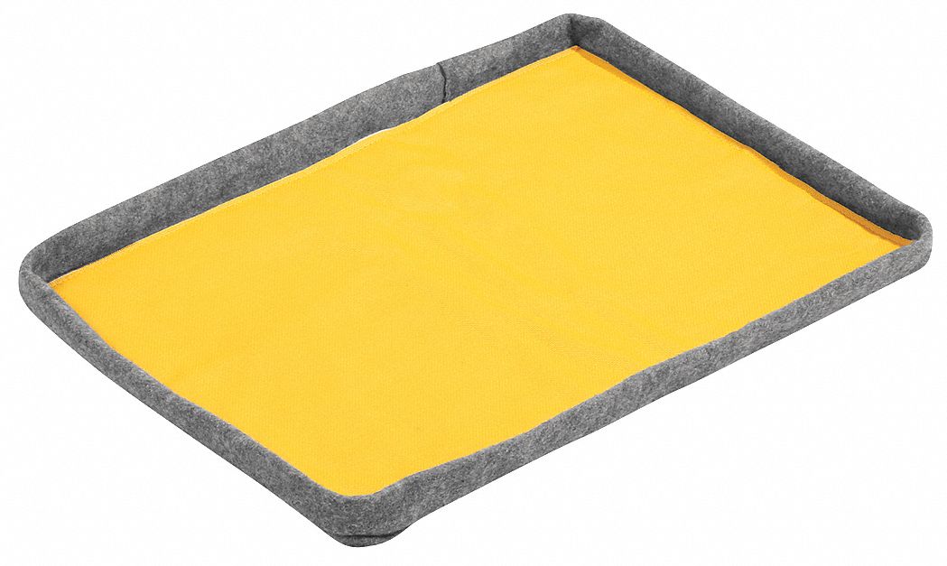 Filter Berm Pad Liner: Fuel/Hydrocarbons/Oil, 19 1/2 in x 27 in, 4 Pads, Black/Yellow, 4 PK