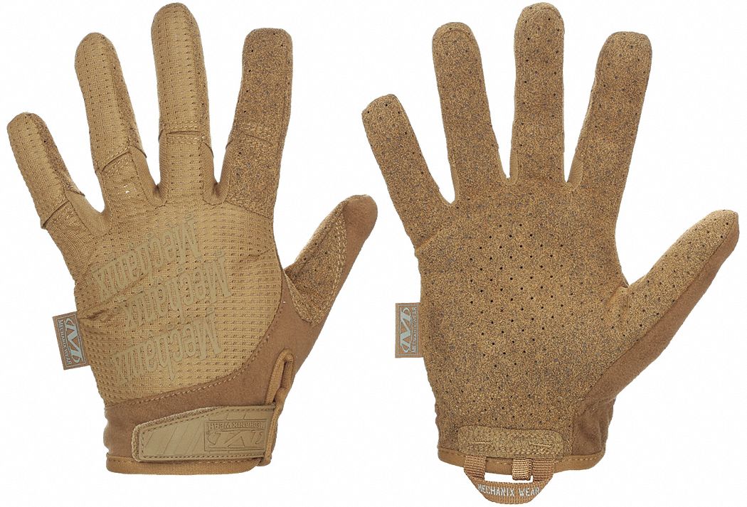 Tactical Gloves: S, Tan, Synthetic Suede, Hook-and-Loop, ANSI/ISEA Cut Level 1, 1 PR