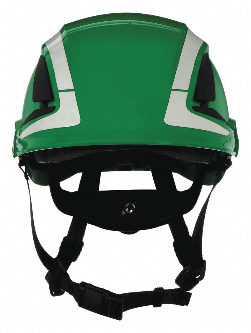 Hard Hat: Green, No Graphics, Ratchet (6-Point), Ratchet, ABS, Side-Slots, 3M, Ratchet