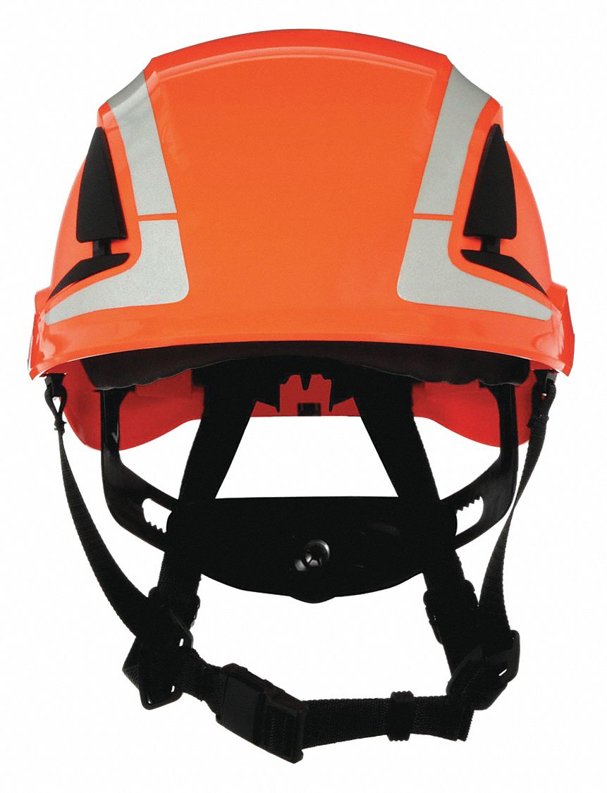 Hard Hat: Orange, No Graphics, Ratchet (6-Point), Ratchet, ABS, Side-Slots, 3M, Solid, Ratchet
