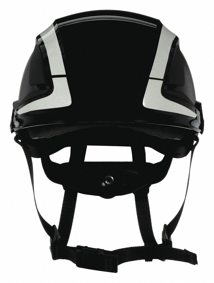 Hard Hat: Black, No Graphics, Ratchet (6-Point), Ratchet, ABS, Side-Slots, 3M, Solid, Ratchet