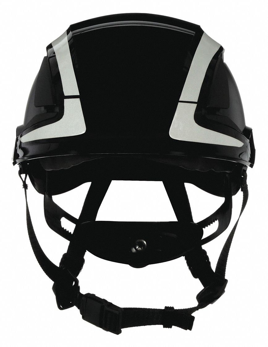 Hard Hat: Black, No Graphics, Ratchet (6-Point), Ratchet, ABS, Side-Slots, 3M, Solid, Ratchet