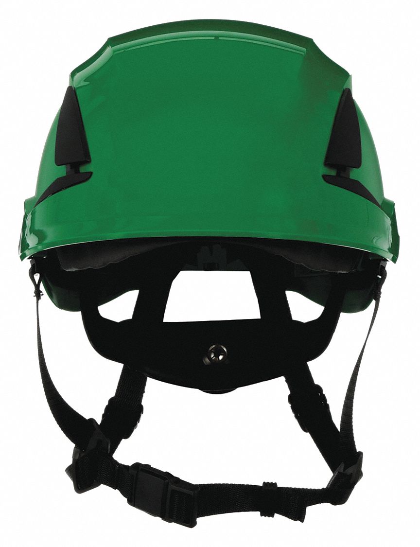 Hard Hat: Green, No Graphics, Ratchet (6-Point), Ratchet, ABS, Side-Slots, 3M, Solid, Ratchet