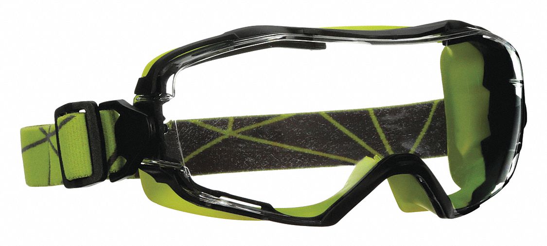Protective Goggles: Anti-Fog, ANSI Dust/Splash Rating D3/D4, Indirect, Green, Clear