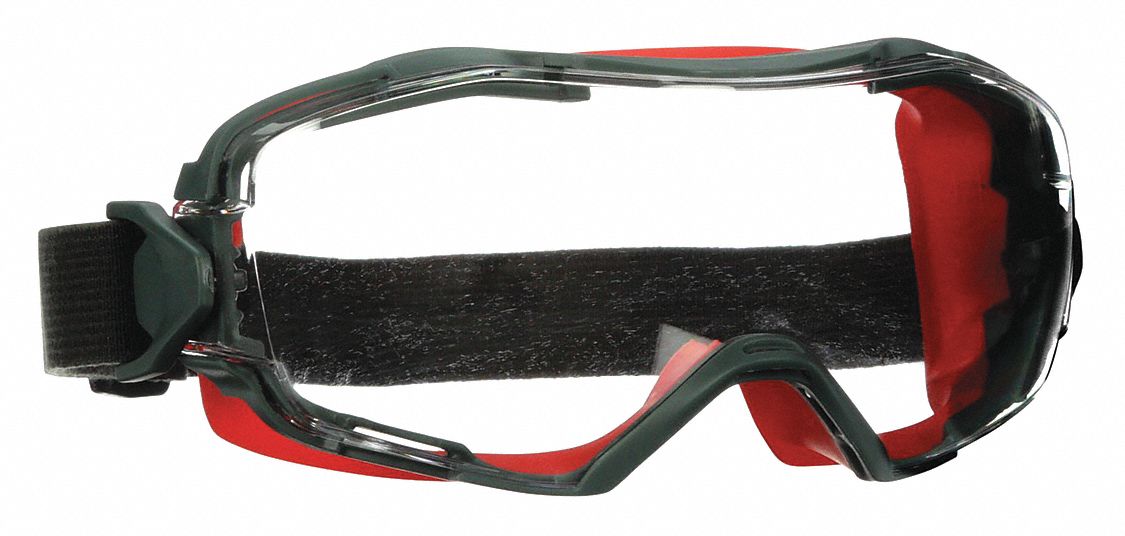 Protective Goggles: Anti-Fog, ANSI Dust/Splash Rating D4/D3, Indirect, Red, Polycarbonate