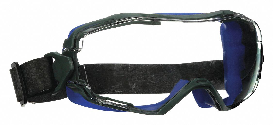 Protective Goggles: Anti-Fog, ANSI Dust/Splash Rating D3/D4, Indirect, Blue, Clear