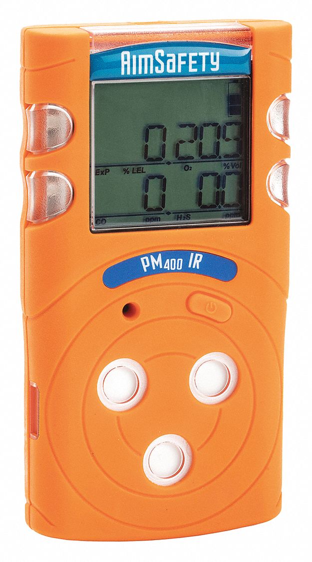 Aimsafety Multi Gas Detector Detects Combustible Gases Oxygen Lel 100 O2 0 To 30 Sensor Range Orange 54xl76 Pm400 P2g Grainger