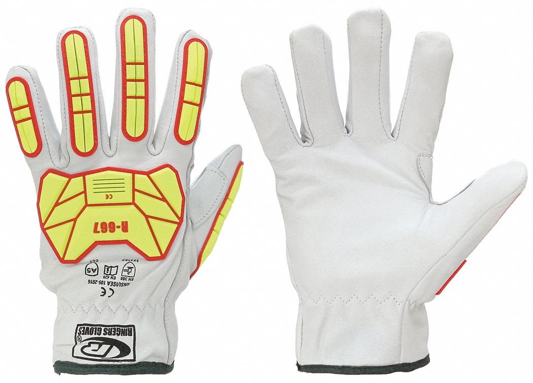 Leather Gloves: 2XL ( 12 ), Drivers Glove, Goatskin, Premium, ANSI Cut Level A5, 1 PR