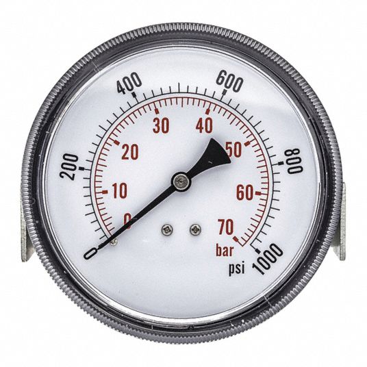 PIC GAUGES Industrial Pressure Gauge UClamp, 0 to 1,000 psi, 3 1/2 in