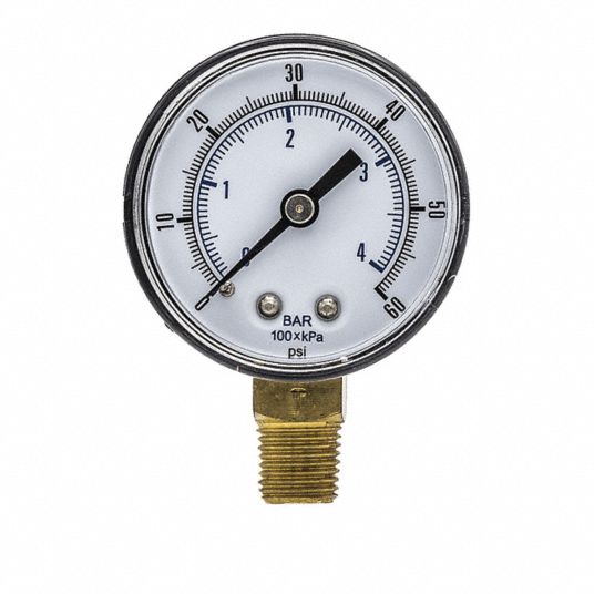 PIC GAUGES Industrial Pressure Gauge: 0 to 60 psi, 2 in Dial, 1/4 in ...