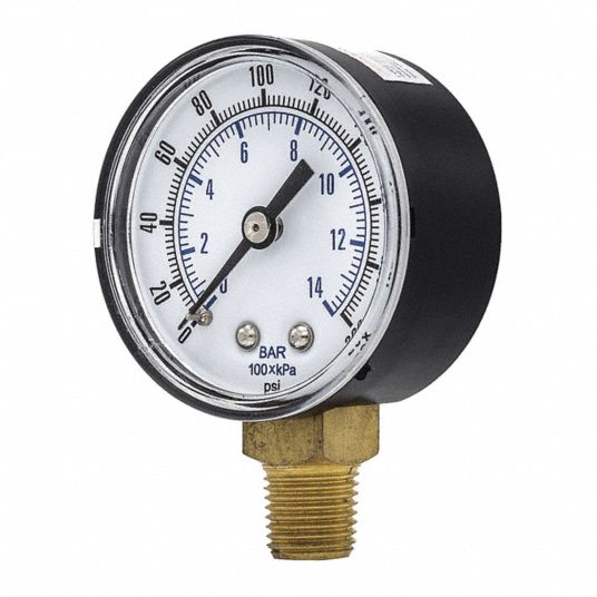 PIC GAUGES Pressure Gauge, 0 to 200 psi Range, 1/4 in BSPT, +/-3-2-3% Gauge Accuracy - 54XP12 ...