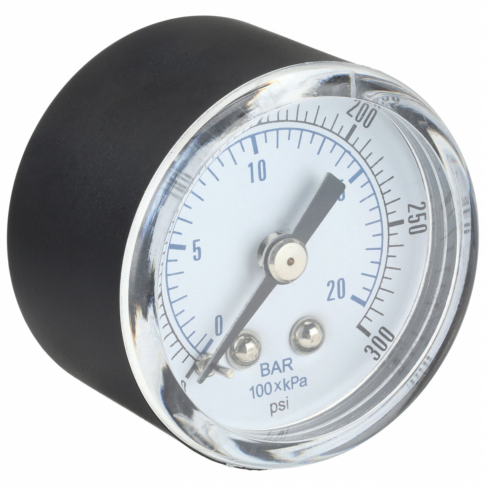 Industrial Pressure Gauge: 0 psi / Hg to 300 psi, 1 1/2 in Dial, 1/8 in BSPT Male, Copper