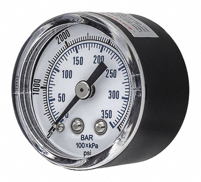 Industrial Pressure Gauge: 0 psi / Hg to 5, 000 psi, 1 1/2 in Dial, 1/8 in NPT Male, Dual