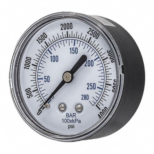 PIC GAUGES Pressure Gauge, 0 to 4000 psi Range, 1/4 in MNPT, +/323