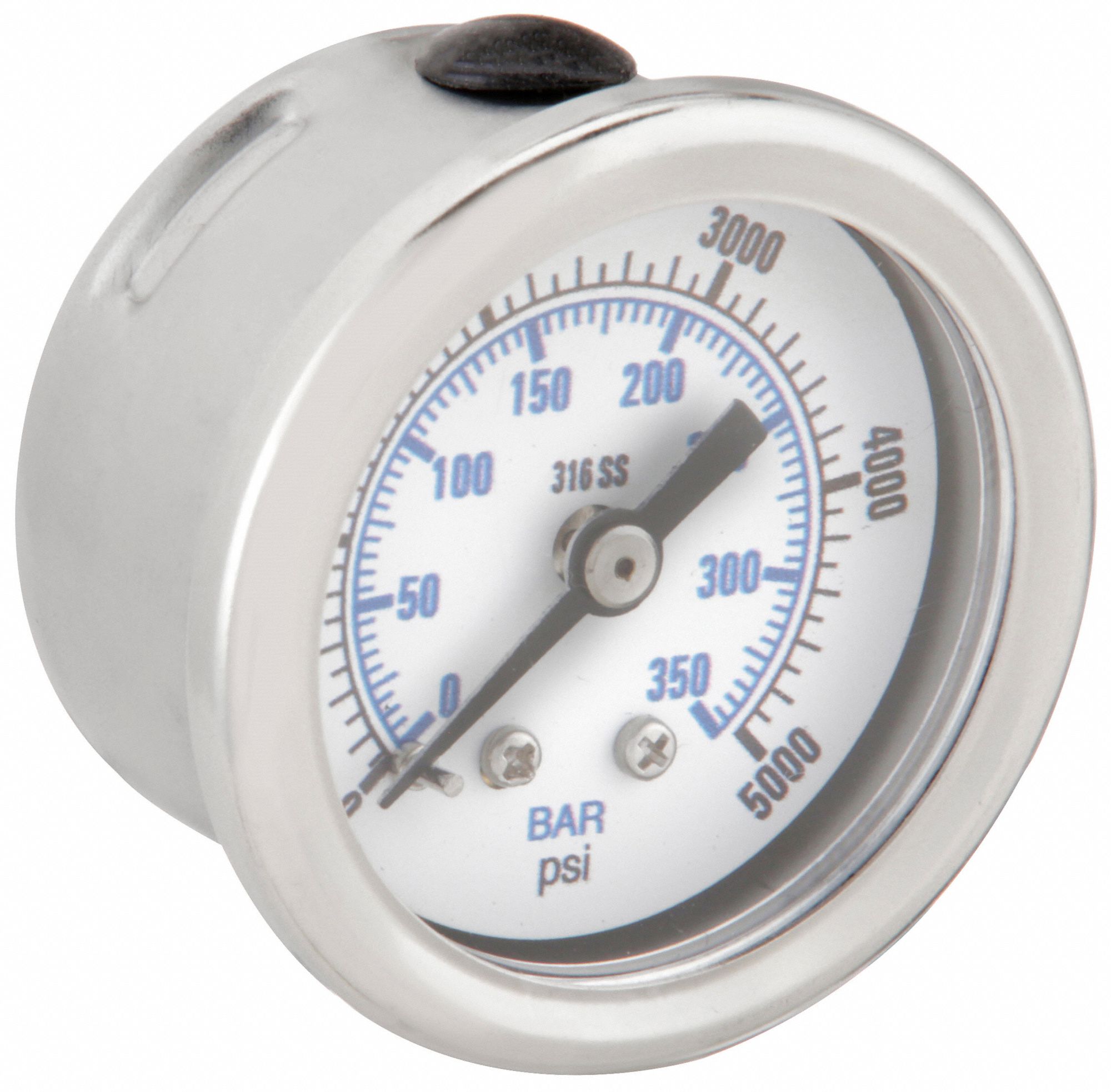 Industrial Pressure Gauge: 0 psi / Hg to 5, 000 psi, 1 1/2 in Dial, 1/8 in NPT Male, 300