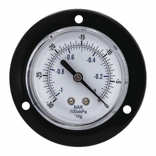 PIC GAUGES, Front Flange, 30 to 0 in Hg, Panel-Mount Vacuum Gauge ...