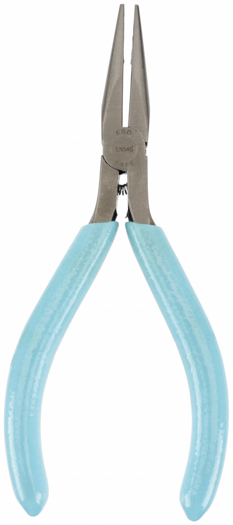 LONG NOSE PLIER, ESD-SAFE, 1 IN MAX JAW OPENING, 5 IN OVERALL L, 1¼ IN JAW L, 5/64 IN TIP W