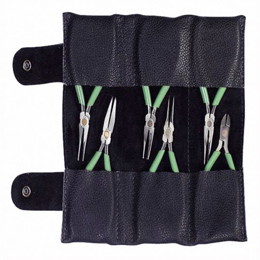 Plier Set: 5 Pliers, Std Cushion Grip, Manual, Pouch, 2 - 5 Pliers Range