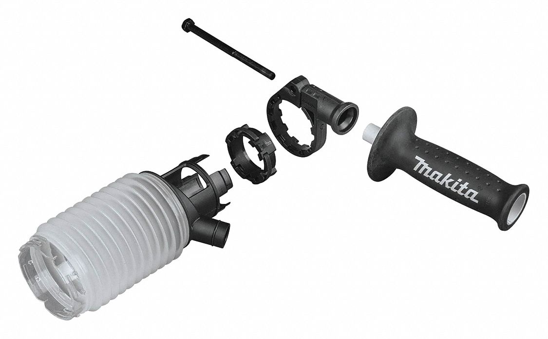 Dust Extraction Tool Attachment: On-Tool, Separate Vacuum, 11/16 in Max. Dia, SDS-Plus