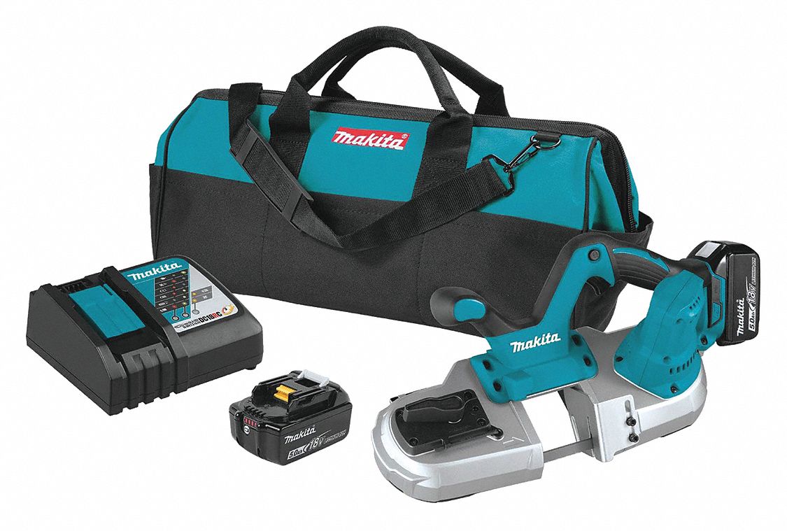 Band Saw: 2 Batteries, 1 Charger, 32 7/8 in Blade Lg, 2 1/2 in Cutting Lg - Max, Brushed