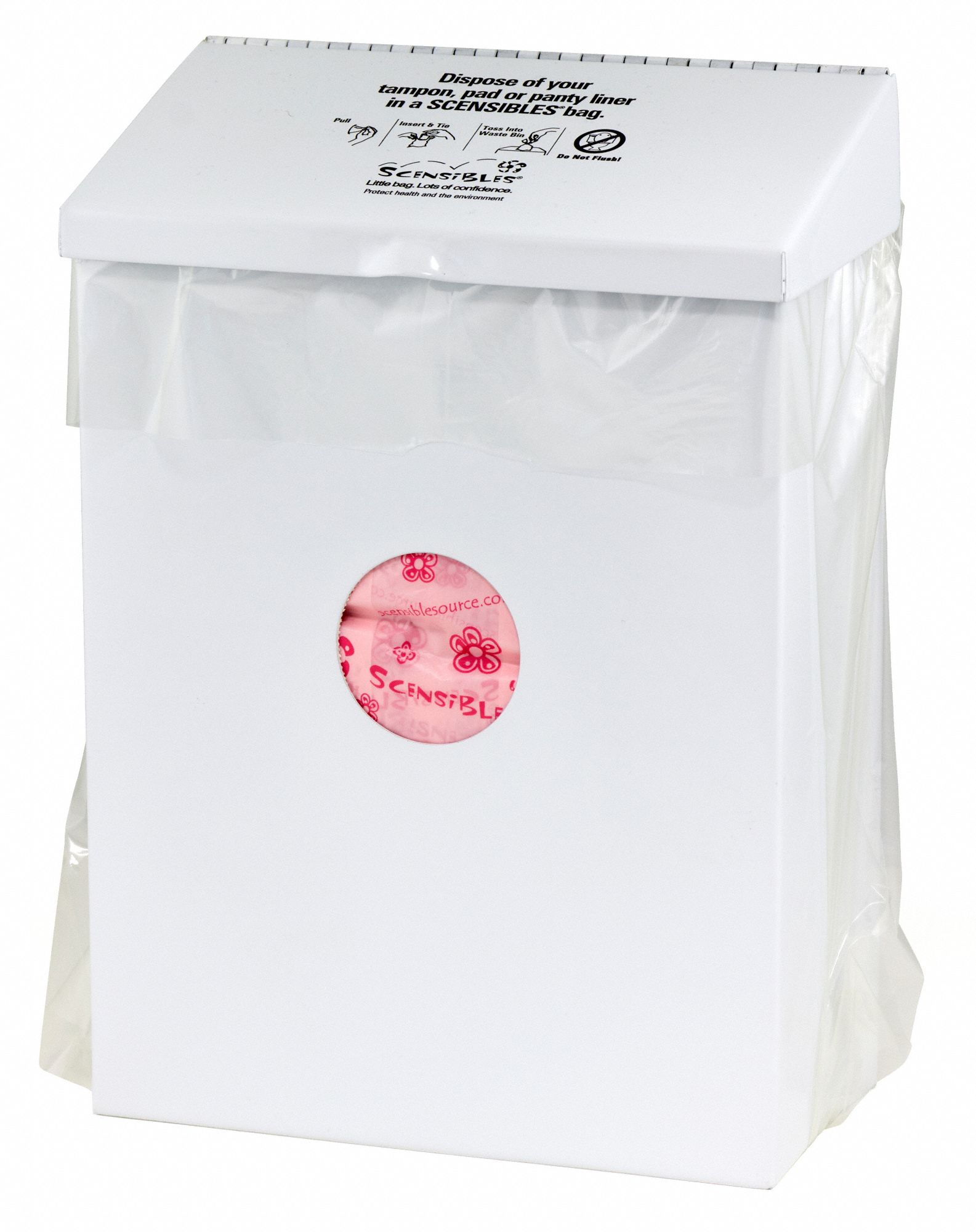 SCENSIBLES Sanitary Napkin Receptacle with Bag Dispenser WallMounted