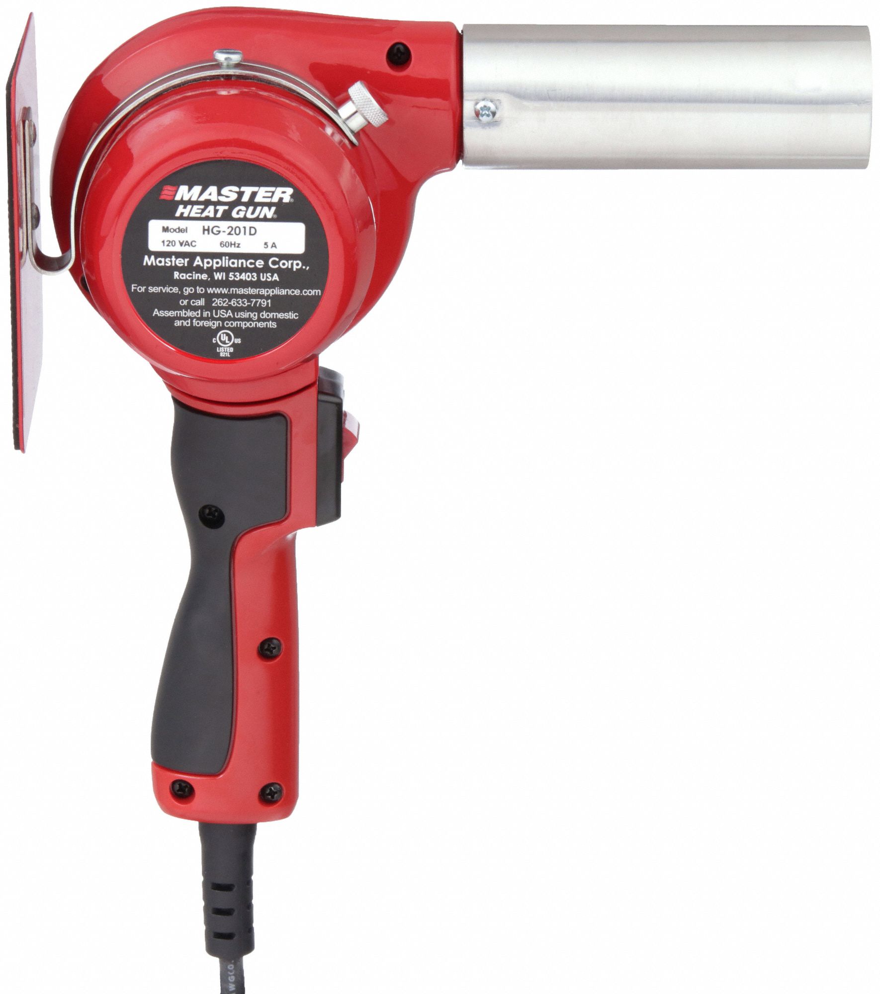 MASTER APPLIANCE Heat Gun PistolGrip, 120V AC, ThreeProng, 400°F to 400°F, 27 cfm Air Volume