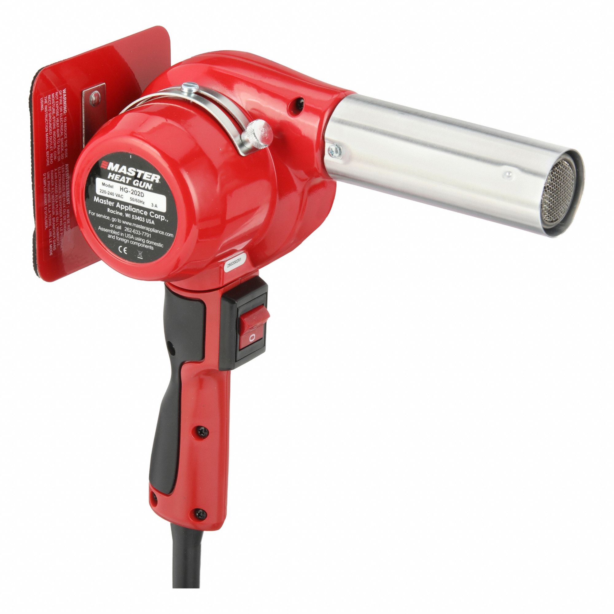 Heat Gun Kit: Pistol-Grip, 220V AC, Three-Prong, 3 A Current