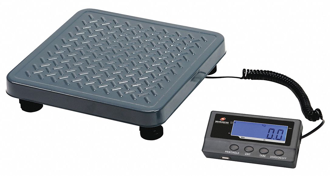 Bench Scale: 165 lb Wt Capacity, 2 1/2 in Weighing Surface Dp, kg/lb, 0.05 kg/0.1 lb, LCD