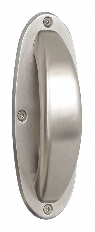 Pull Handle: Unthreaded Holes, Aluminum, Silver, 0.375 in, 4 in Grip Lg