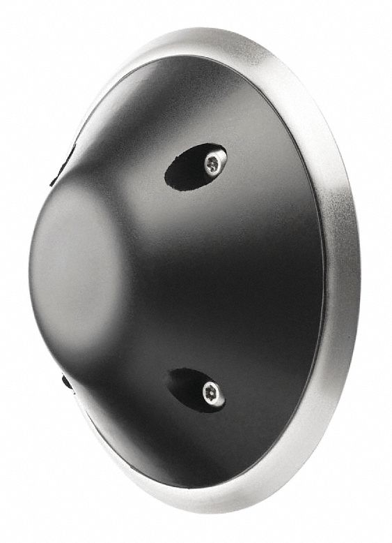 Door Stop: Wall - Mounted, 4 1/2 in Lg, 4 1/2 in Wd, 1 5/16 in Overall Ht, Stainless Steel