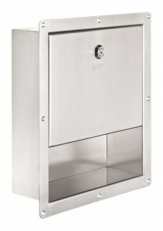 Paper Towel Dispenser: Multifold, 9 3/8 in Paper Towel Wd, Stainless Steel, Silver