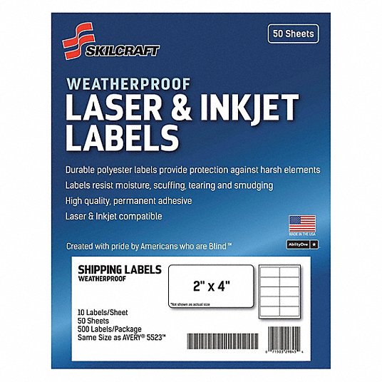 ABILITY ONE Multipurpose Labels 5,520 Avery Template , White, 2 in