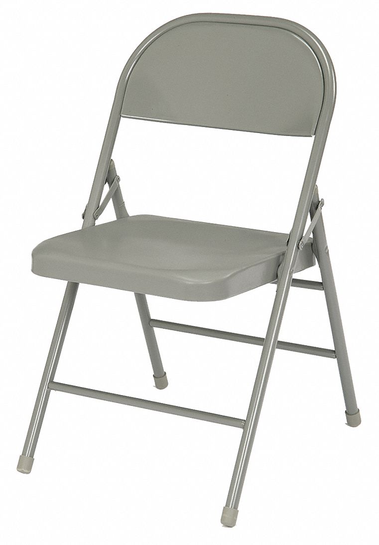 SKILCRAFT Gray Steel Folding Chair with Gray Seat Color, 1EA 54XZ60