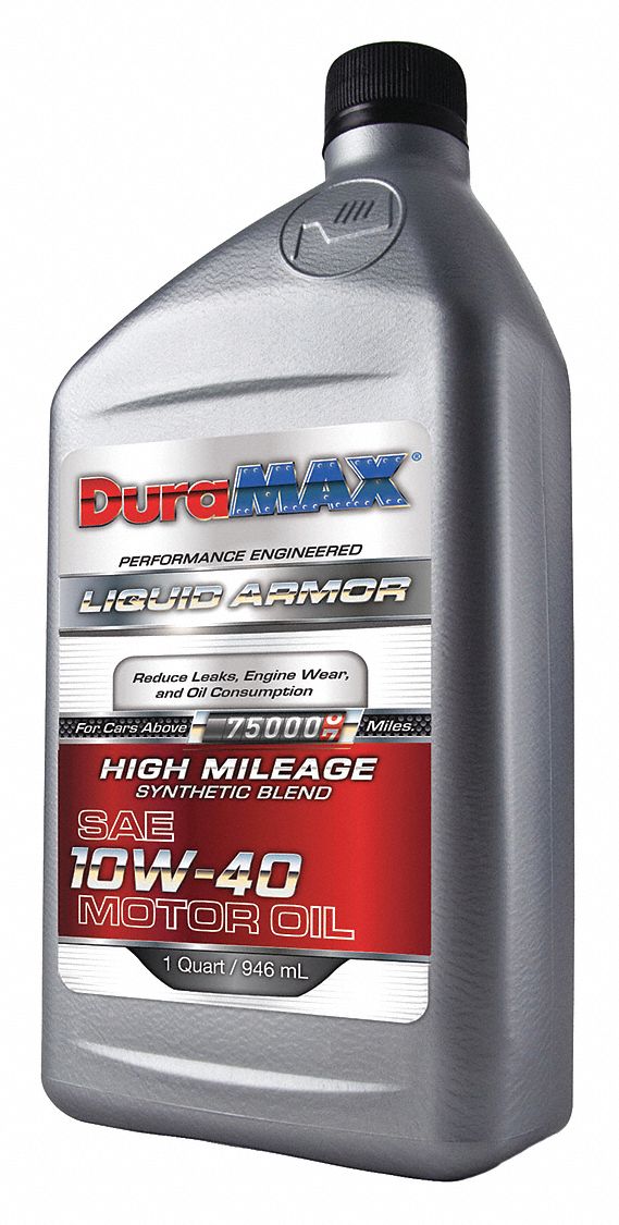 Engine Oil: 1 qt Size, Bottle, 10W-40, Amber, -54° to 417°F, High Mileage