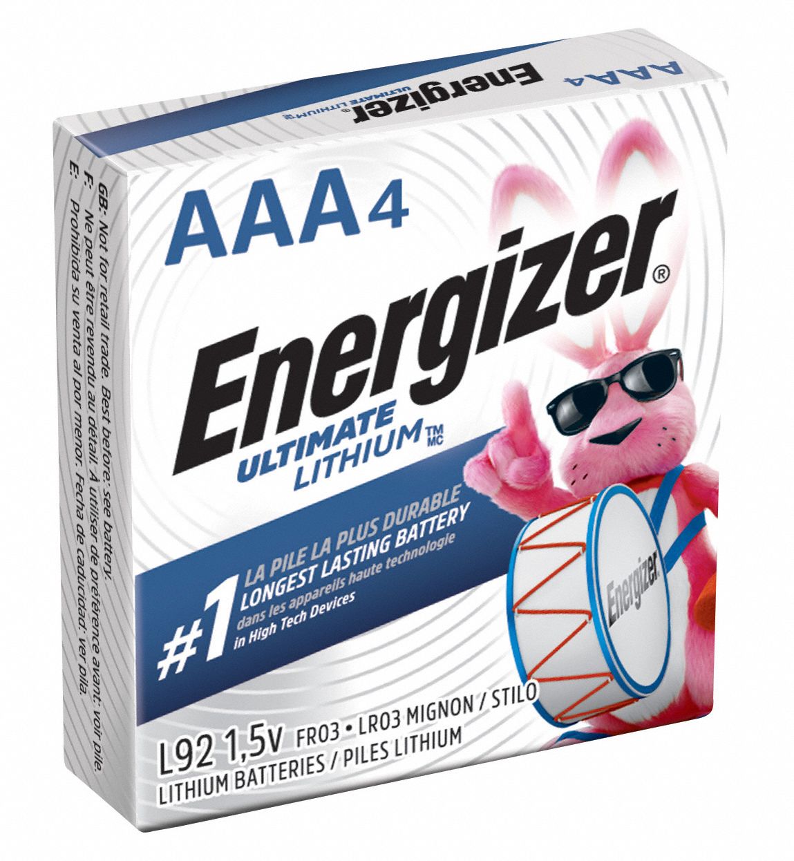 ENERGIZER Ultimate Lithium, AAA Battery, Lithium, High Performance, 1