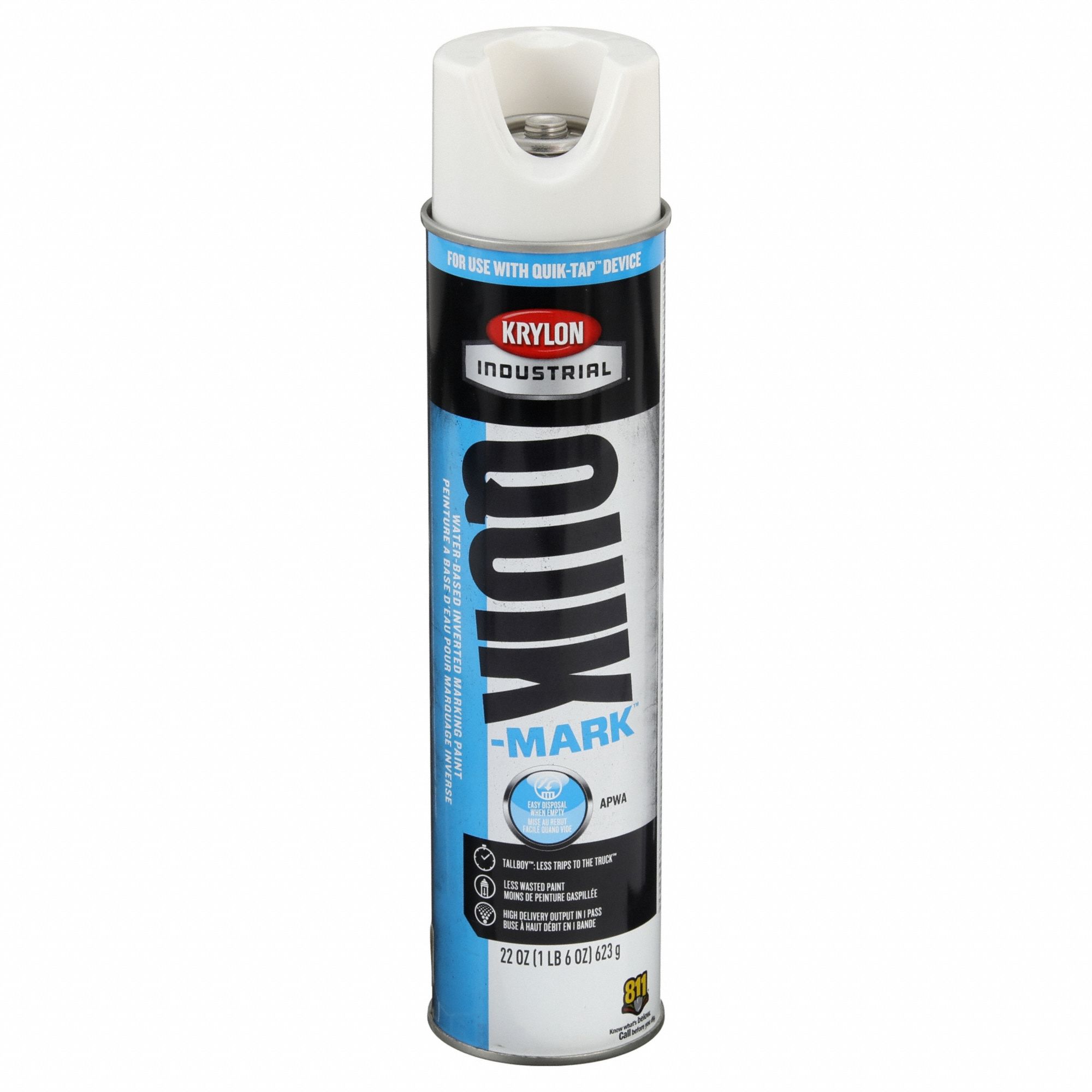 Marking Paint: Inverted Paint Dispensing, APWA White, 25 oz, 864 Linear ft