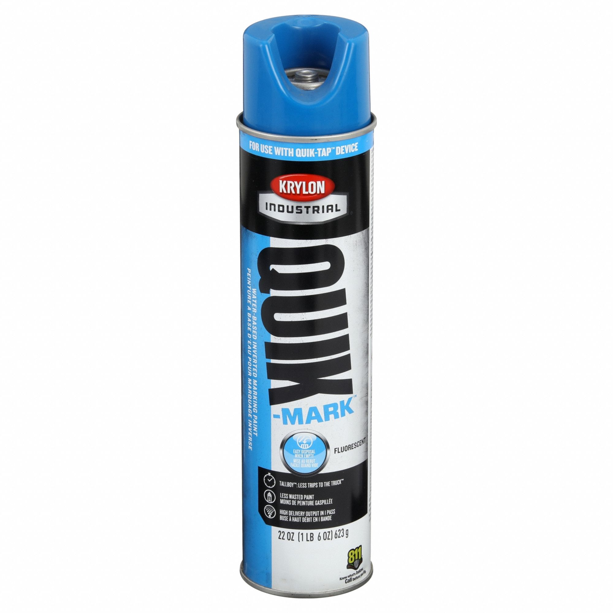 Marking Paint: Inverted Paint Dispensing, Fluorescent Caution Blue, 22 oz