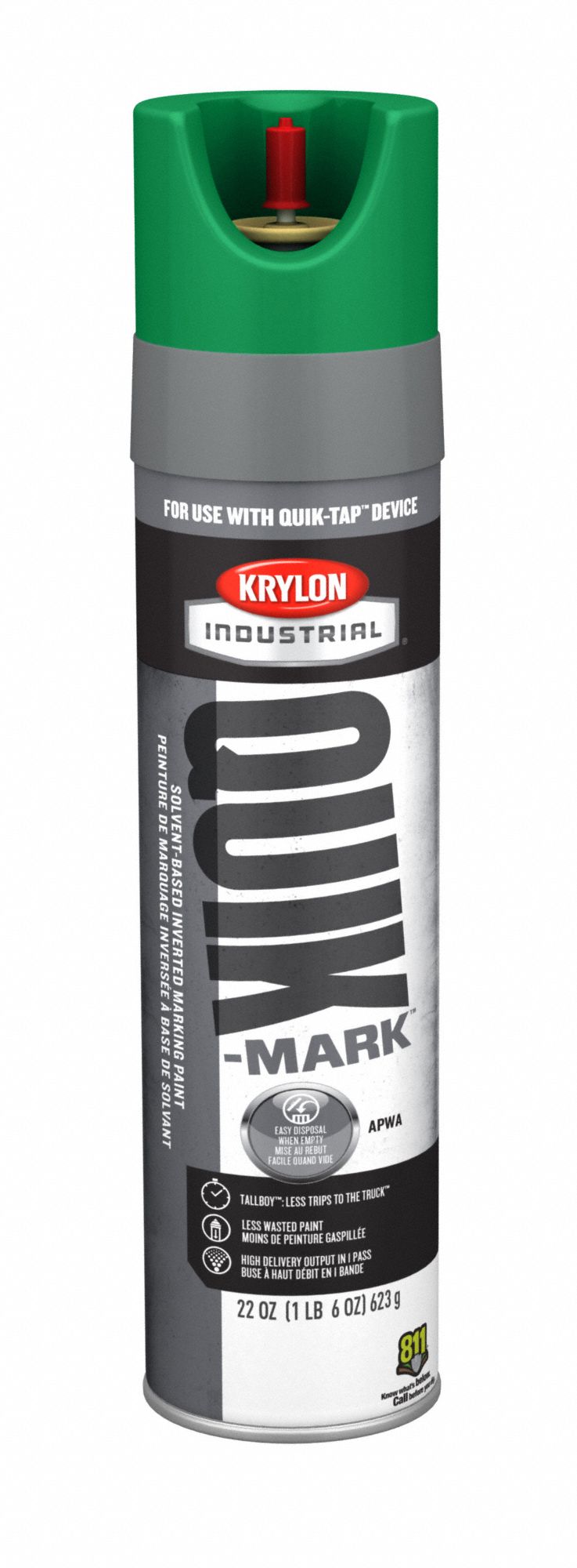 KRYLON INDUSTRIAL, Inverted Paint Dispensing, APWA Green, Marking Paint