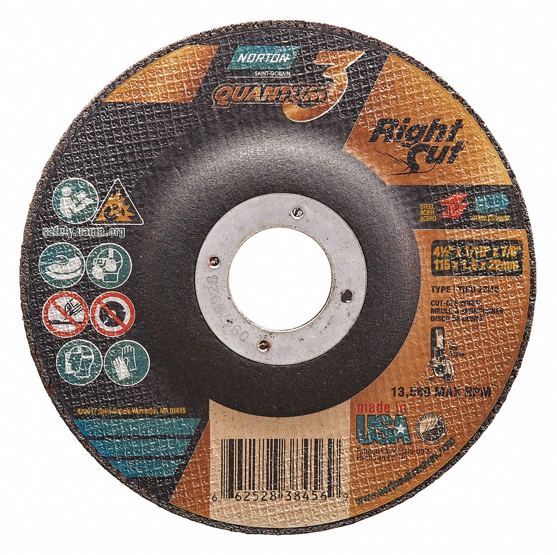 NORTON Abrasive CutOff Wheel 4 1/2 in Abrasive Wheel Dia, Ceramic