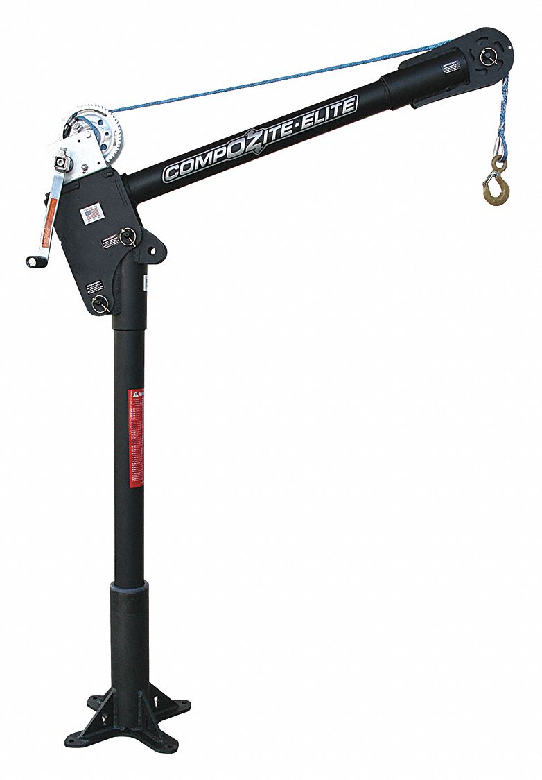DAVIT CRANE, COMPOSITE, MANUAL, 1,200 LB MAX. LOAD CAPACITY, 3.8 FT TO 6.2 FT