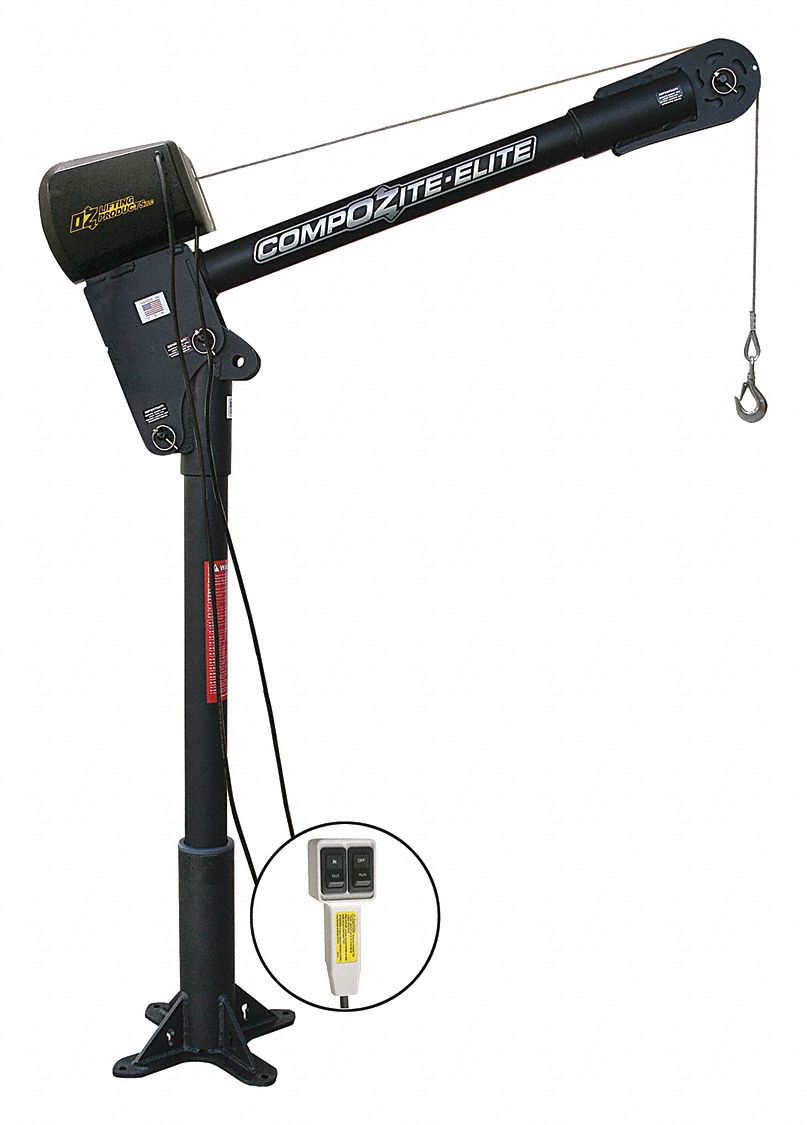 OZ LIFTING PRODUCTS Davit Crane, 1,200 lb, Reach 20 in to 42 in, Lift Range 0 in to 540 in