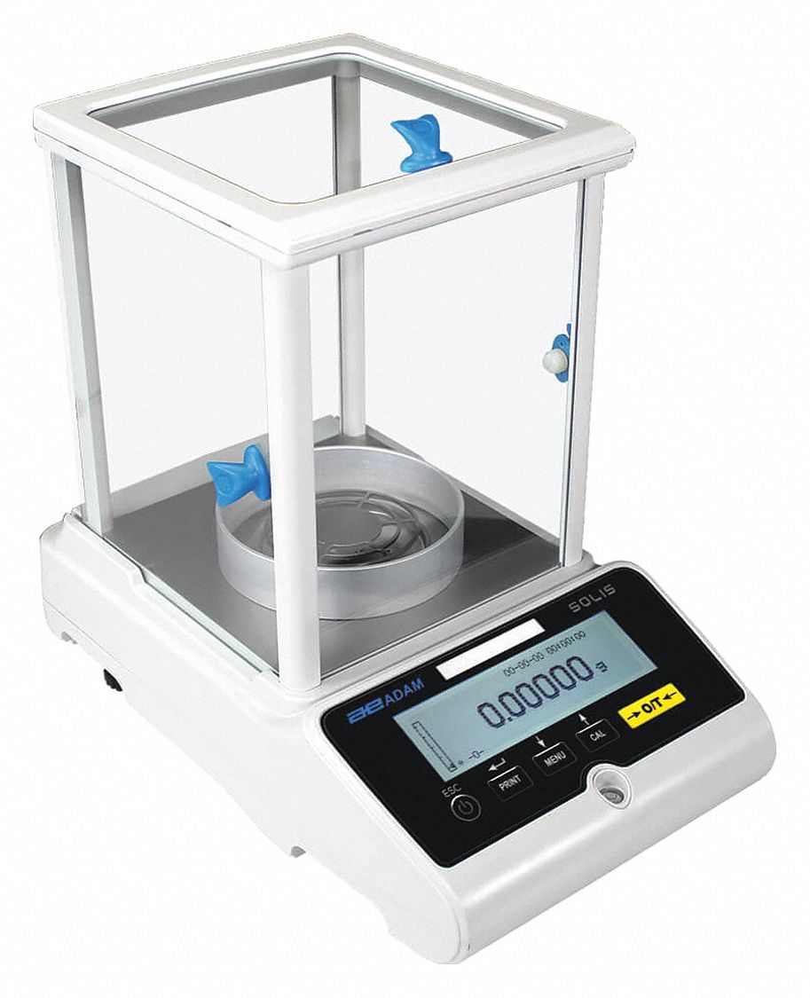 Compact Bench Scale: 220 g, 0.01 mg/0.1 mg, 3 1/8 in Weighing Surface Dp, AC Adapter